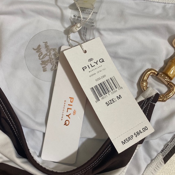 PILYQ Women's Godiva Detail Full w Metal/Bamboo Accents Bikini Bottom Size M - Picture 5 of 5